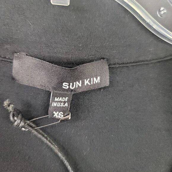 Sun Kim Oversized XS Black Burgundy Polka Dot Tunic Dress Modal Blend USA New - Picture 4 of 11